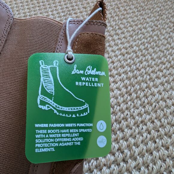 SAM EDELMAN Womens Lulia Chunky Lug Sole Ankle Boots Size 8 Whiskey Suede NWD - Picture 7 of 7